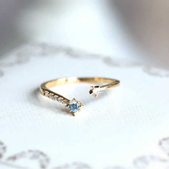 18k GOLD PLATING OVER SOLID STERLING SILVER 925 STAR & MOON STACKABLE RING - Picture 5 of 7